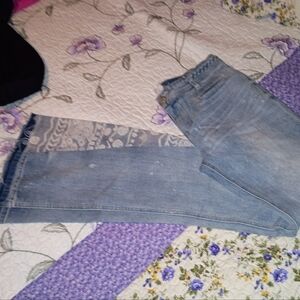 Free People Retro Boho Wide Leg Flare Distressed Jeans Pants 28